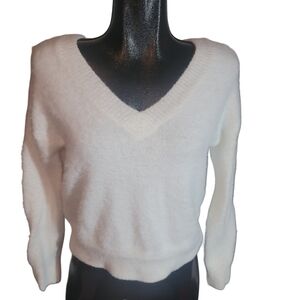 Jessica Simpson White V-Neck Soft Sweater S